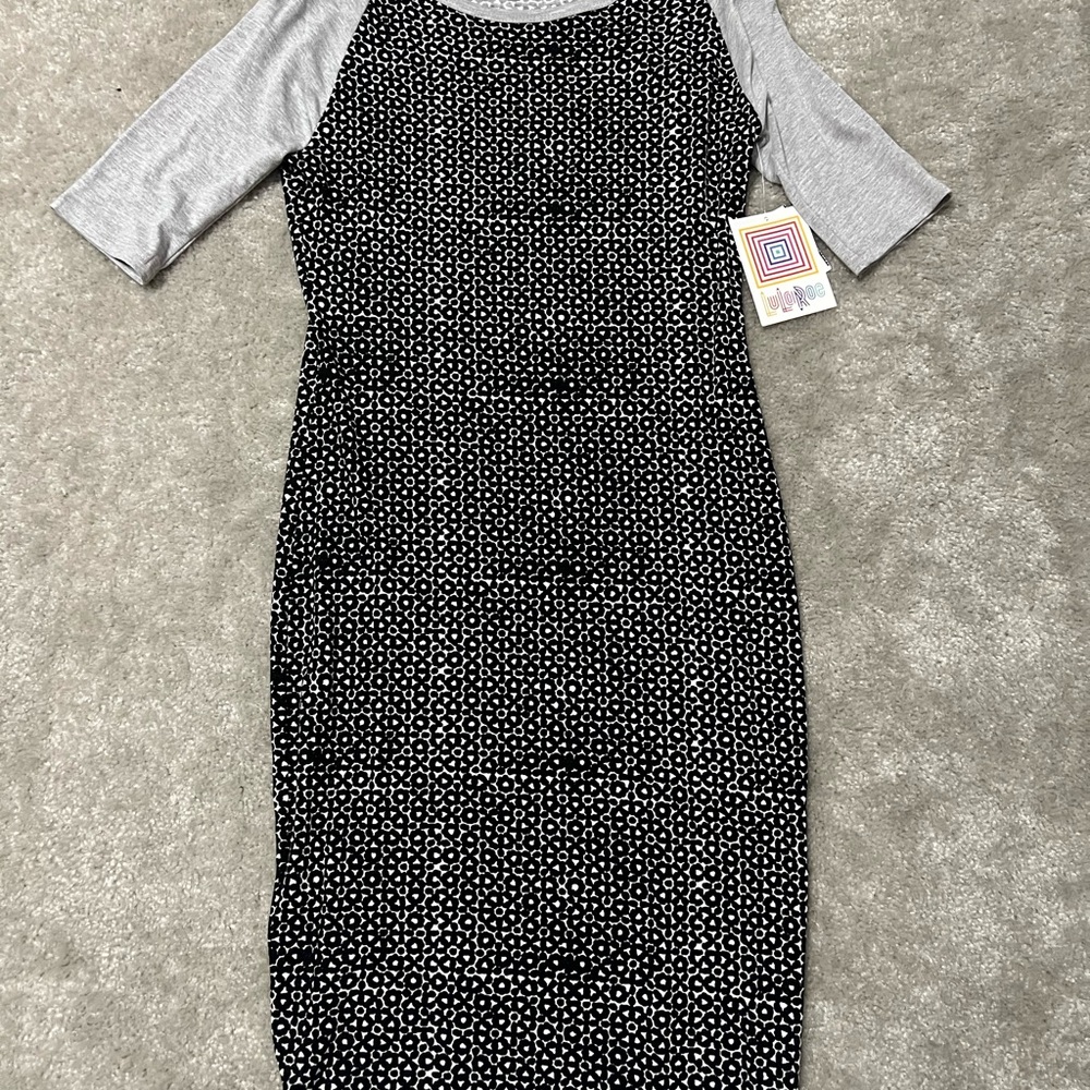 LuLaRoe Black and Gray Midi Dress